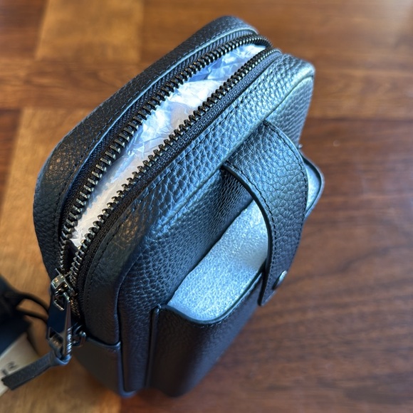 BRAND NEW BANDOLIER BLACK PEBBLED LEATHER CROSSBODY BAG - VERSATILE & ADORABLE! - Picture 4 of 10